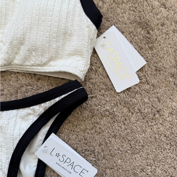 L*Space Textured White and Black Bikini Set - Picture 3 of 8